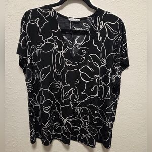 Black And White V Neck Blouse